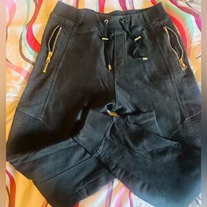 Balmain Black Sweatpants with Gold Accents